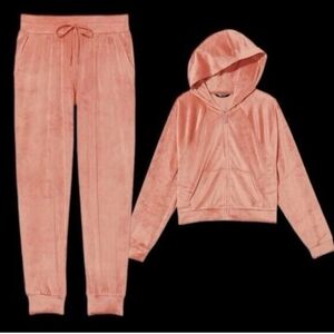 Victoria's Secret On Point Velour Tracksuit Jogger Set Size L EUC